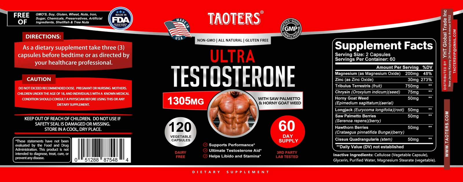 Ultimate Testosterone Aid for Men. Increase Sex Drive Power Testosteron-30 To120