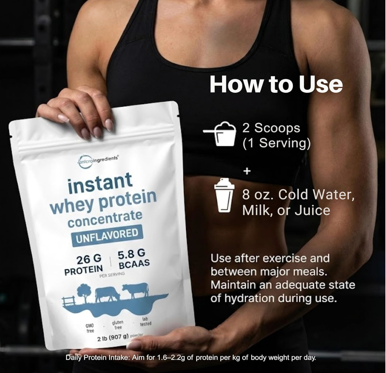 Instant Whey Protein Powder Concentrate, 2lbs