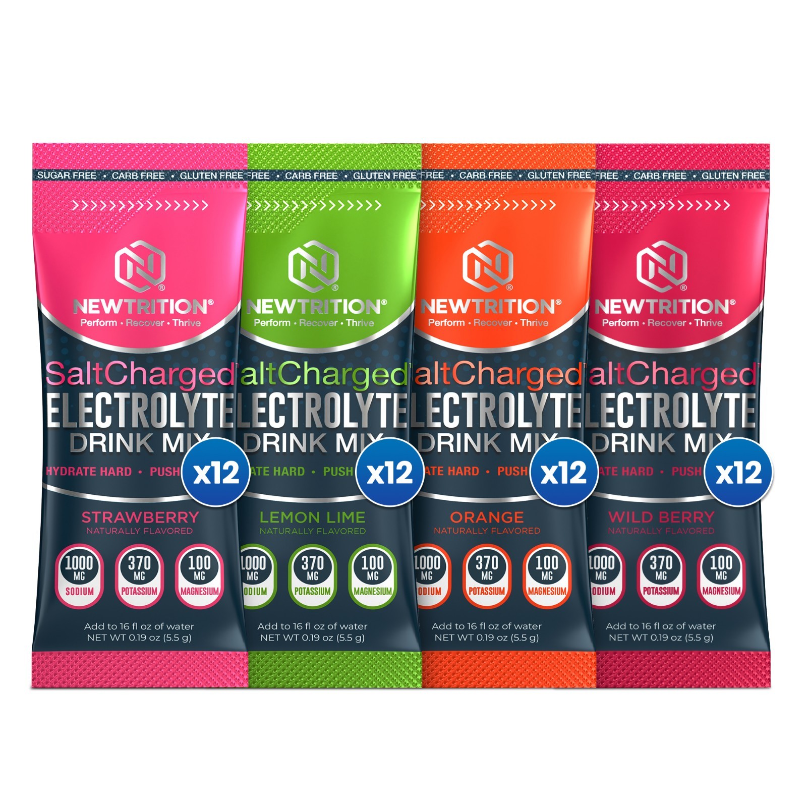 NewTrition SaltCharged Electrolyte Hydration Drink Mix Powder Packets Zero Sugar