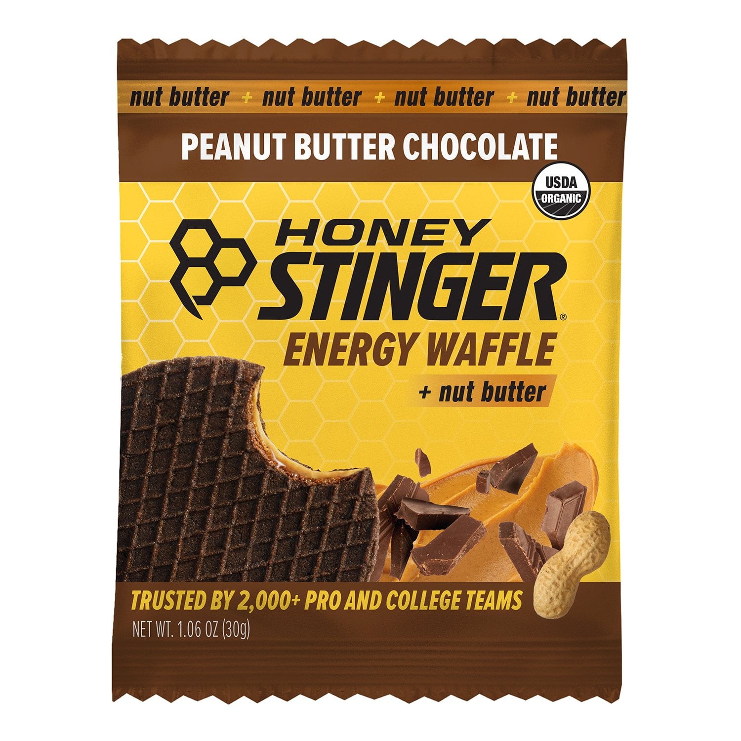 Honey Stinger Organic Energy Waffle, Peanut Butter Chocolate, Caffeine Free
