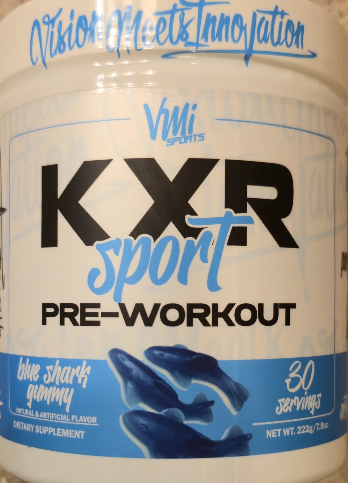 VMI Sports KXR SPORT Preworkout 8oz Size (30 Serv) BLue Shark Gum BEST BY 11/26