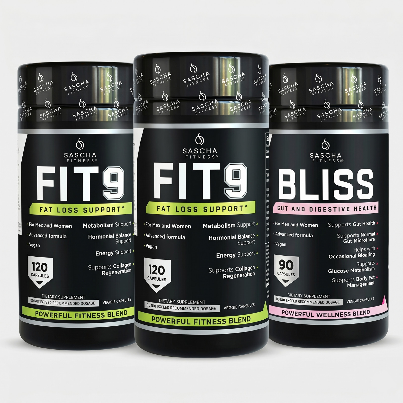 3 Pack (2 Fit 9) + (1 Bliss) Sascha Fitness Original 100% Pack Best Seller