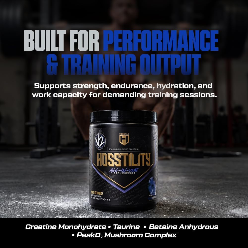 HOSSTILE Hosstility V2 Pre-Workout Powder, All-in-One Pre-Workout Supplement for