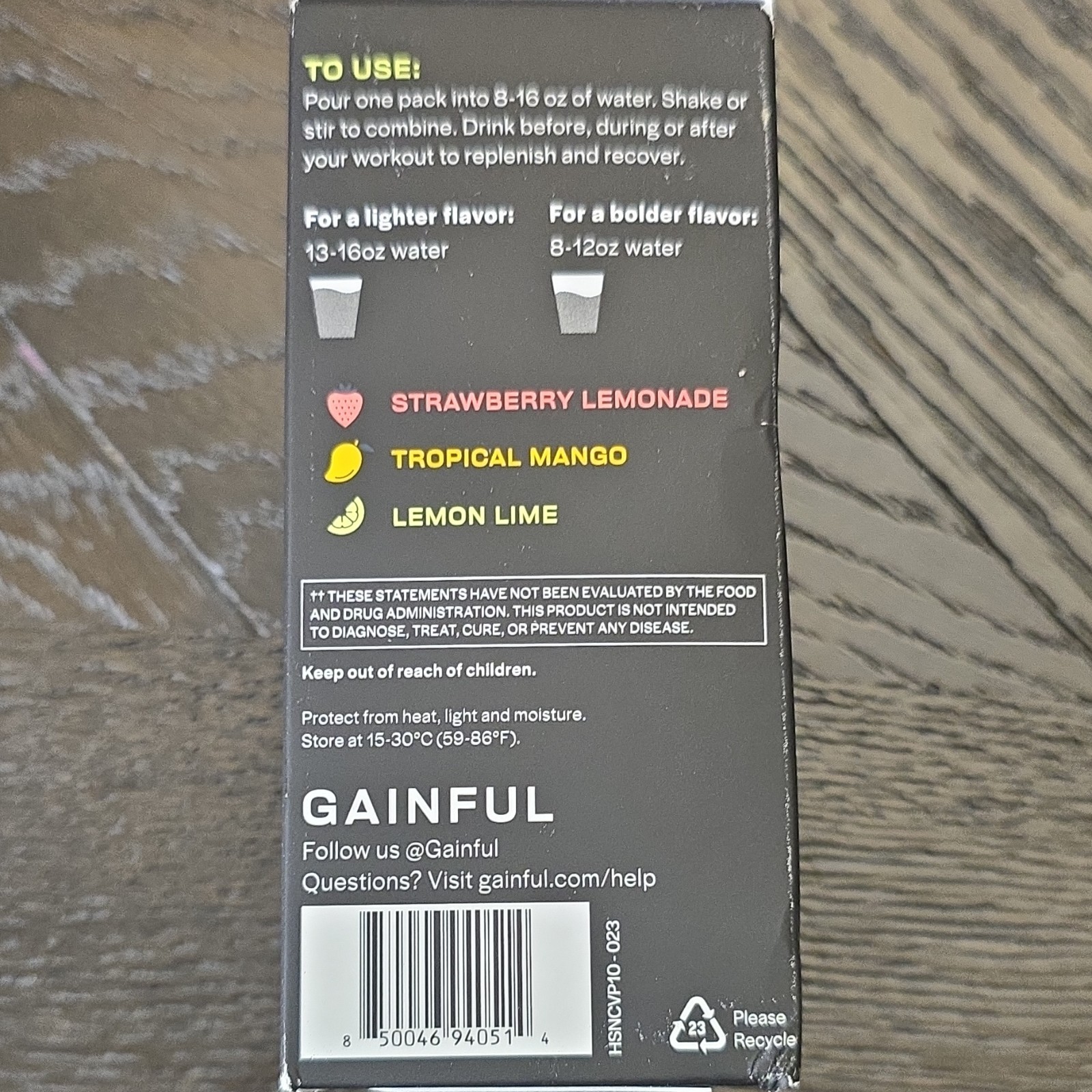 Gainful Electrolyte Hydration Drink Mix Variety 10 Stick Packs 3.01 oz
