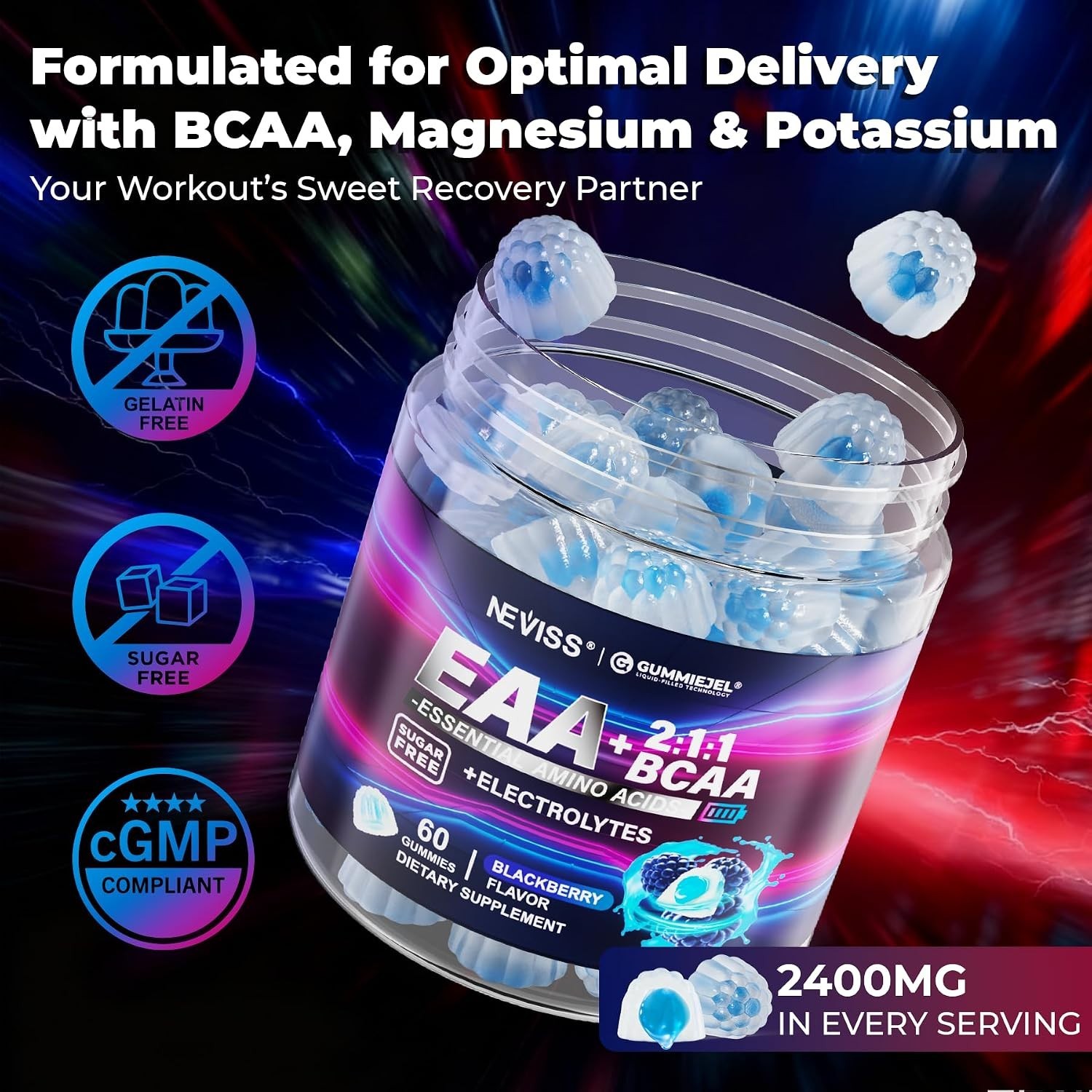 NEVISS Essential Amino Acids EAA BCAA Electrolyte Gummies