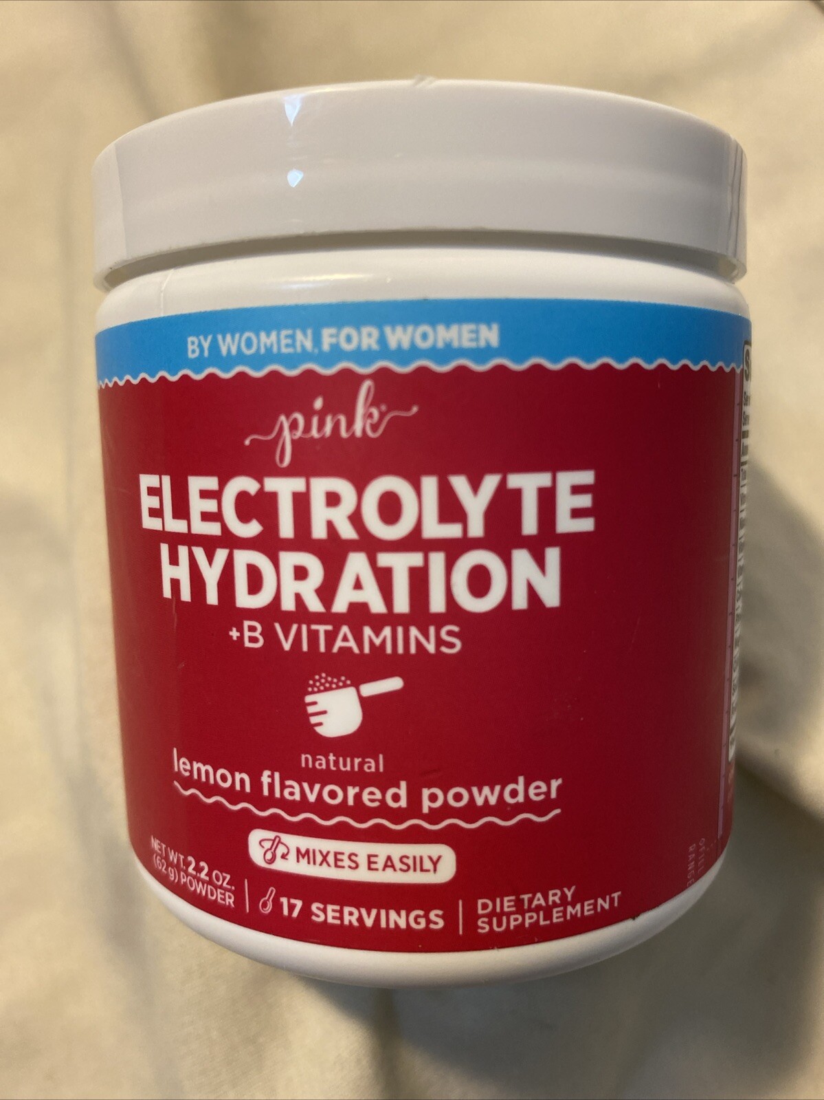 Pink Clectrolyte Hydration Powder Lemon Flavored 17 Servings Exp 10/26