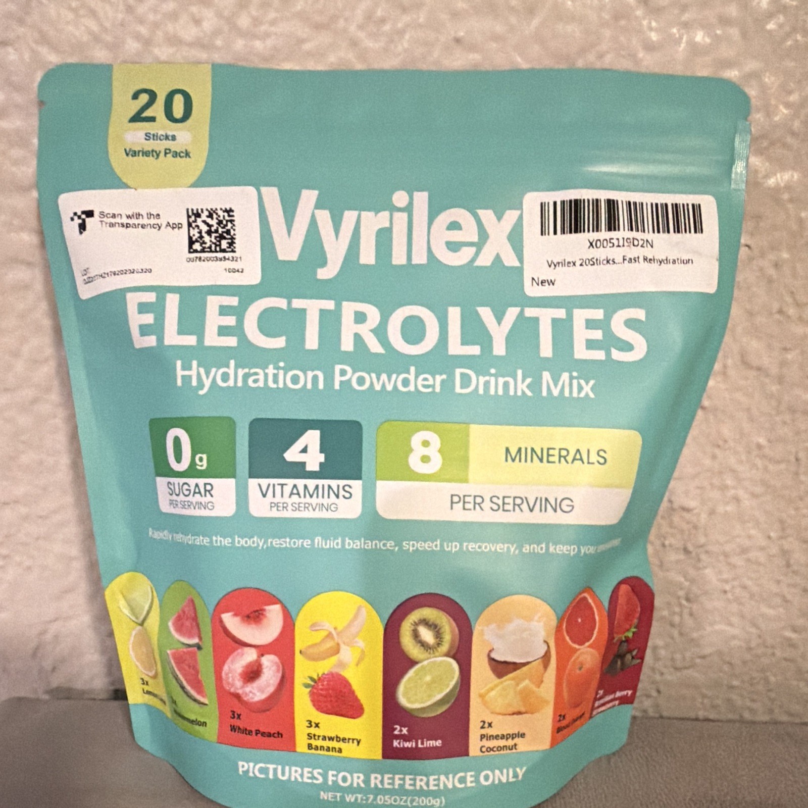 Vyrilex Electrolyte Hydration Drink Mix 20 Sticks Variety Sugar-Free
