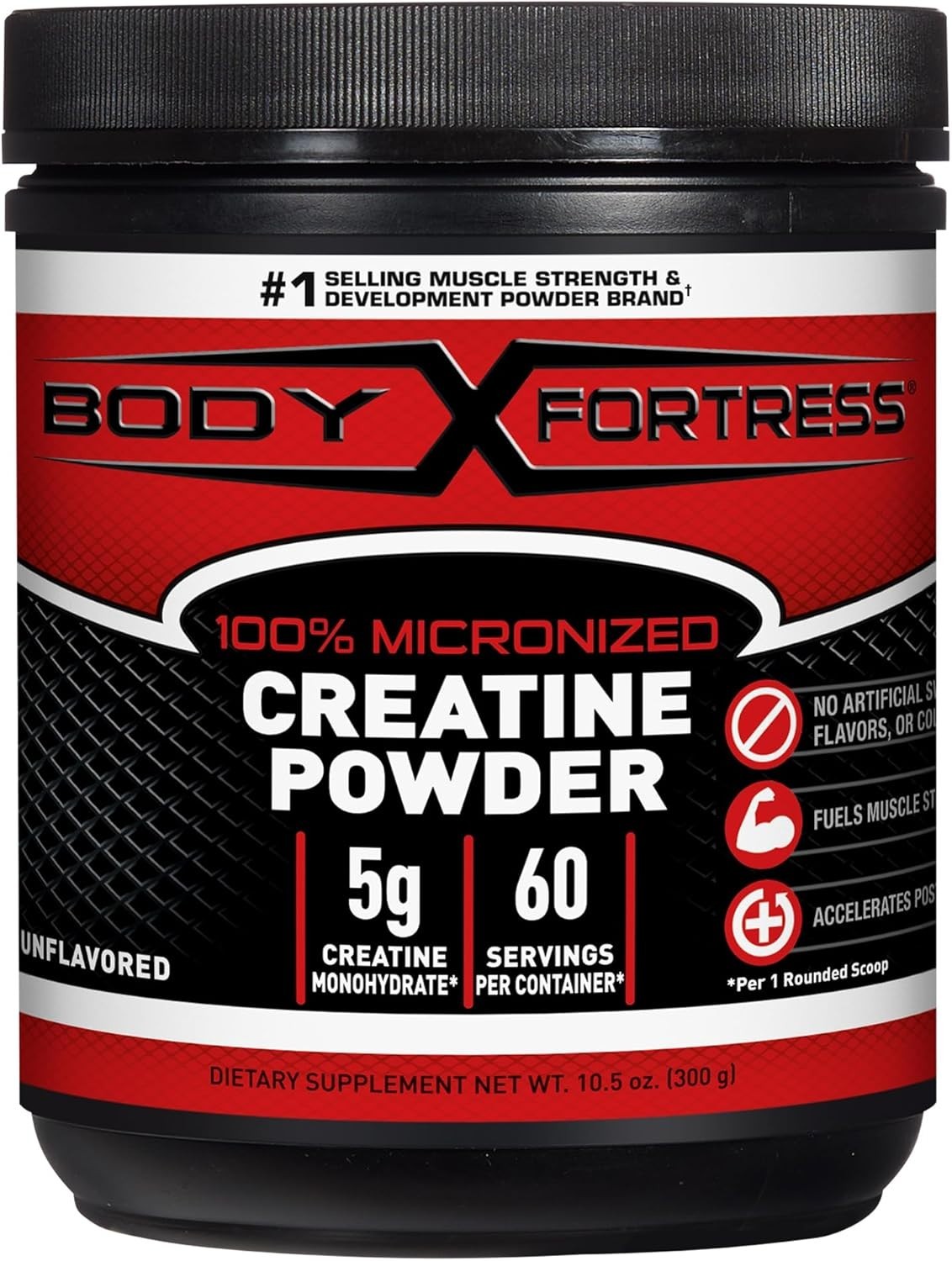 Body Fortress 100% Micronized Creatine Monohydrate Powder, 300G (60 Servings