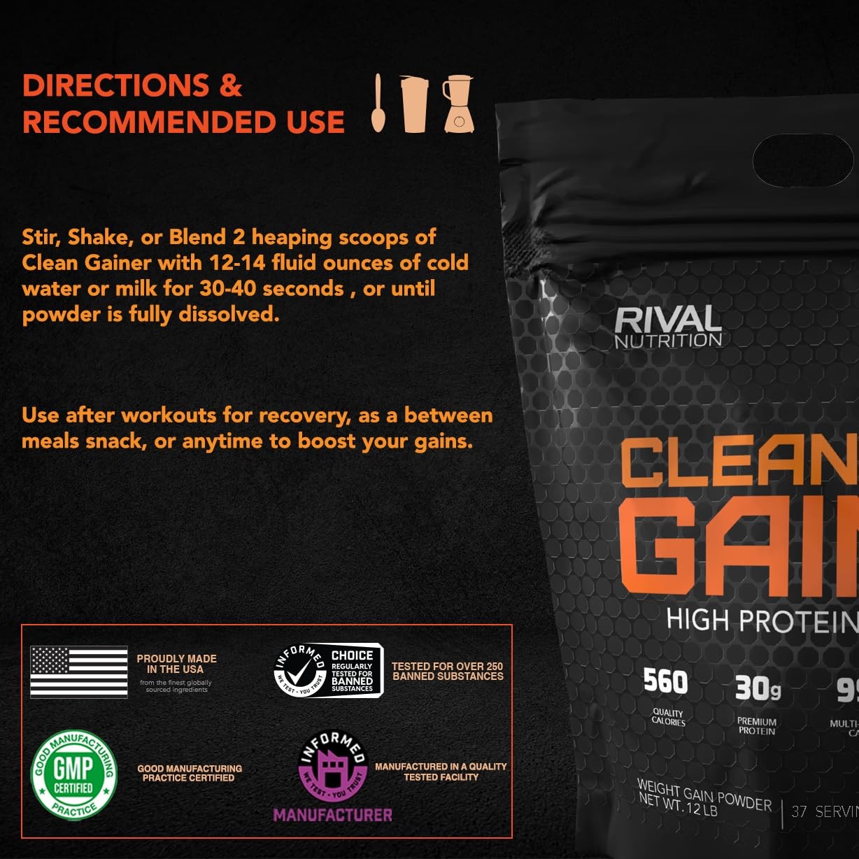 Clean Gainer Bag Chocolate Fudge 12 lbs