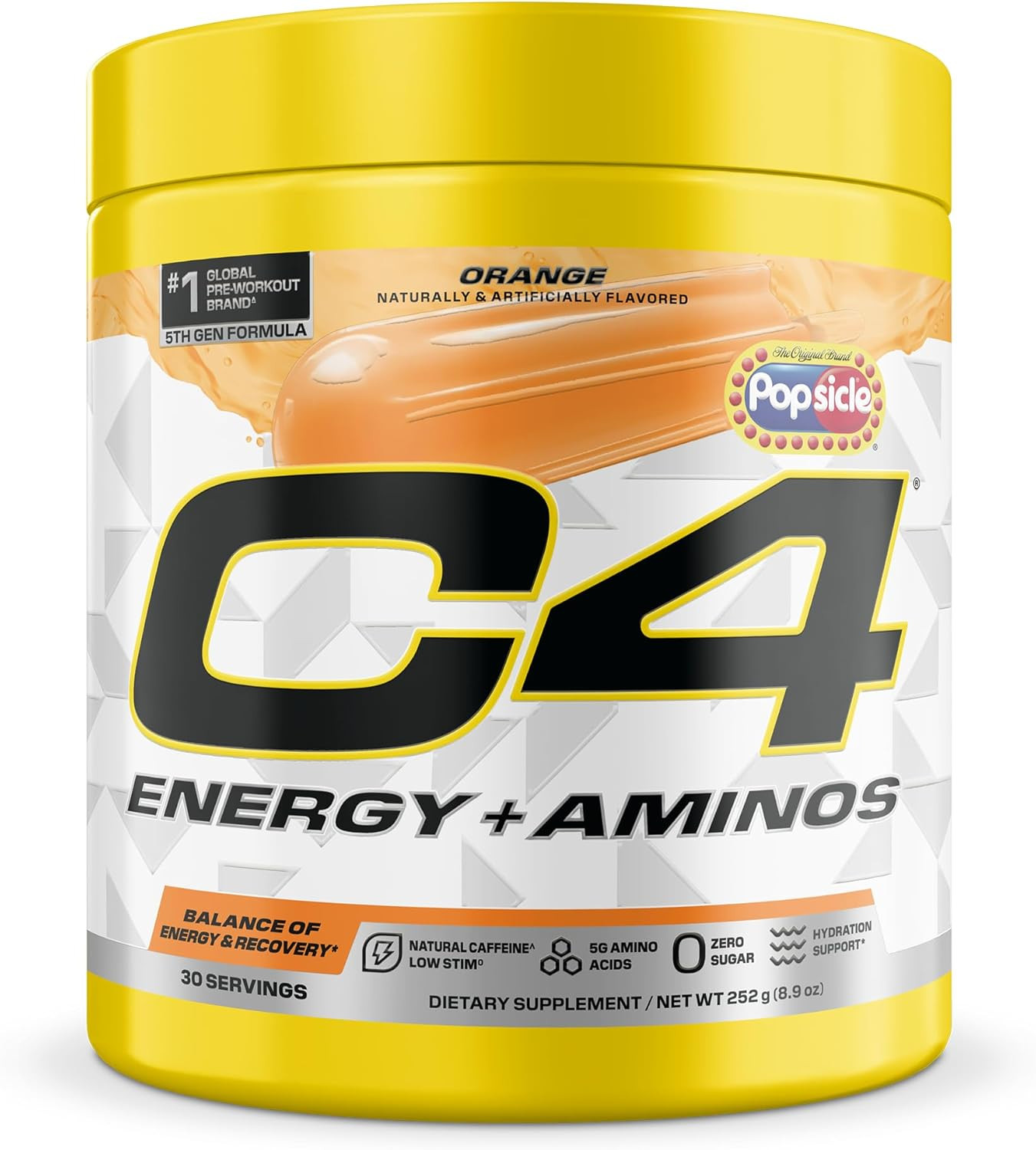 Energy + Aminos Powder | Orange Popsicle | 5G BCAA & Eaas for Muscle Recovery, 3