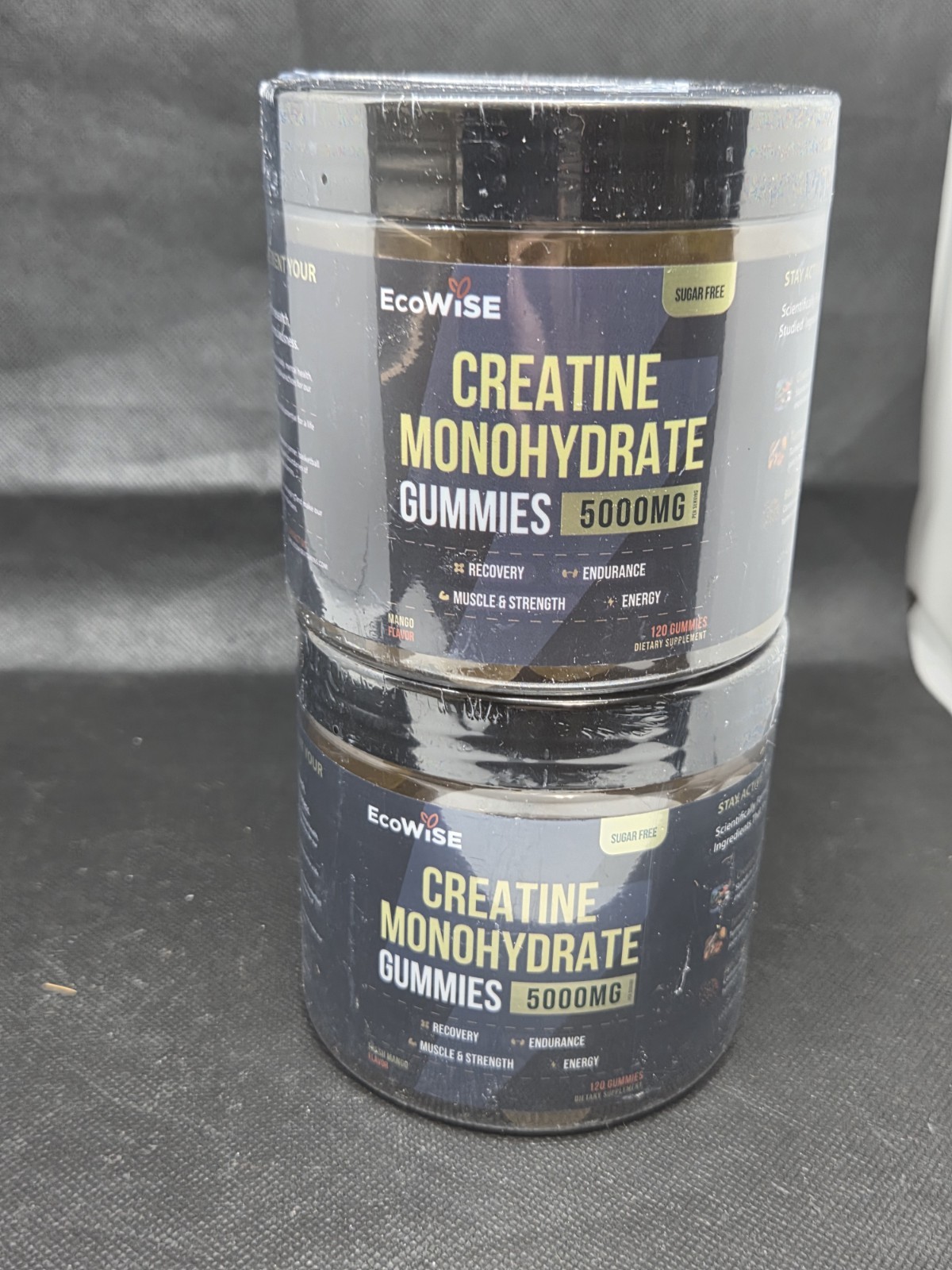 Lot Of 2 Ecowise Creatine Monohydrate Gummies 5000mg Sugar Free 240 Mango