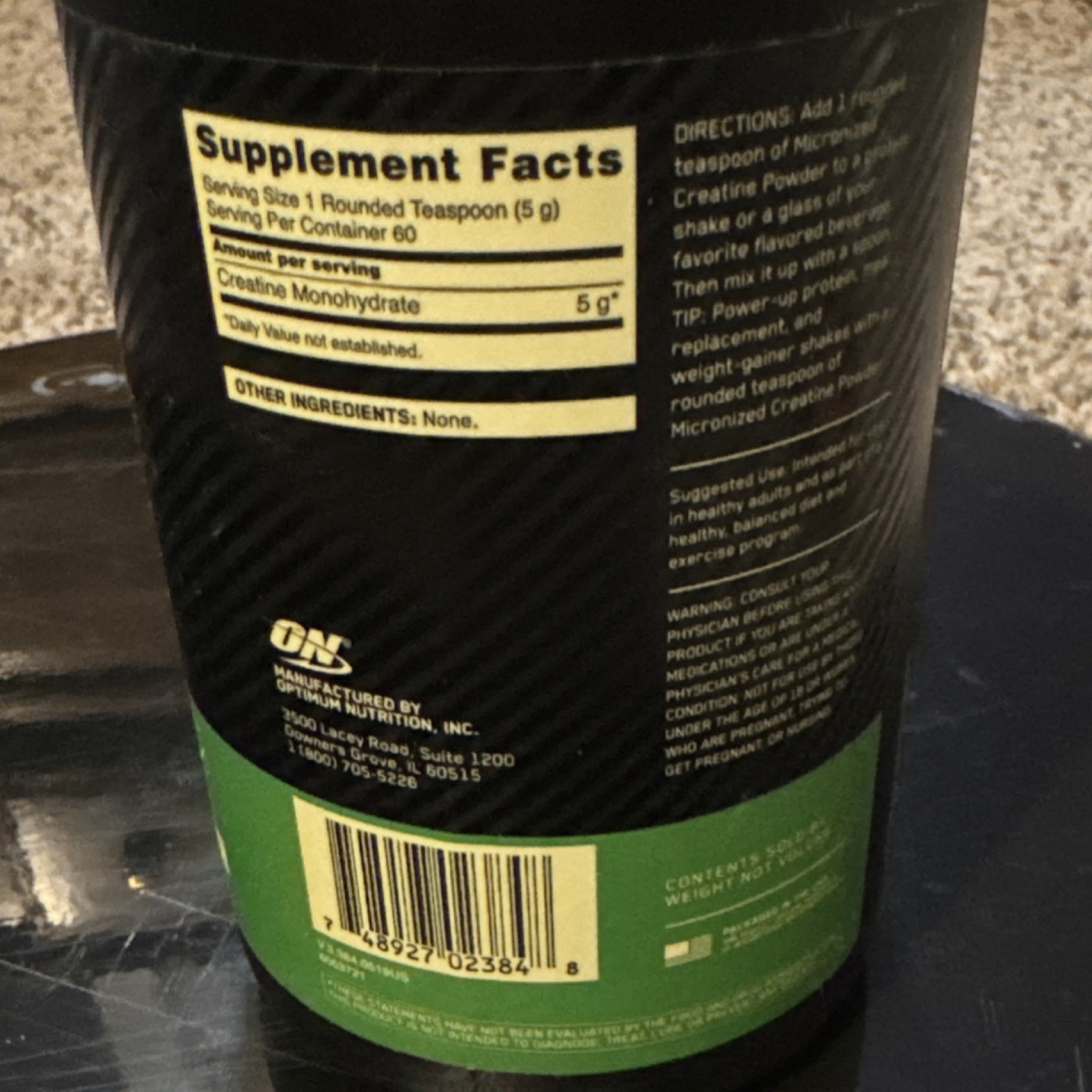 Brand New Optimum Nutrition Micronized Creatine Monohydrate Powder Unflavored