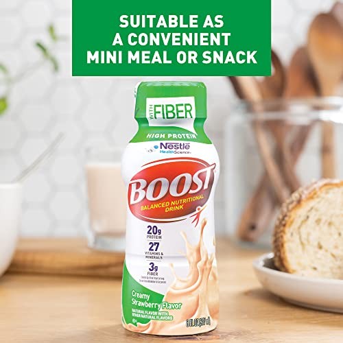 BOOST High Protein with Fiber Complete Nutritional Drink, Creamy Strawberry, …