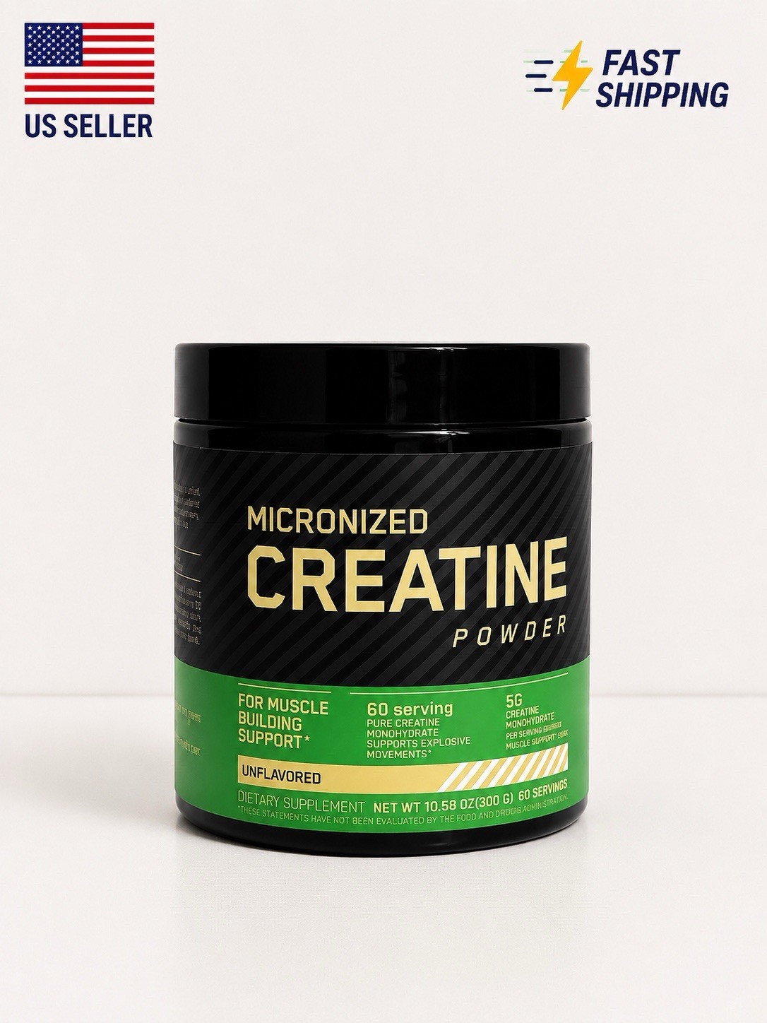 Micronized Creatine Monohydrate Powder 300g 60 Servings Unflavored