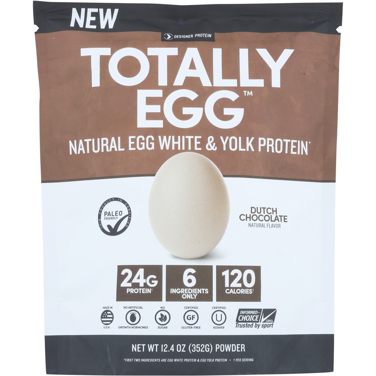 Totally Egg Protein Powder Dutch Chocolate By Designer 12.4 Oz 1 Pack