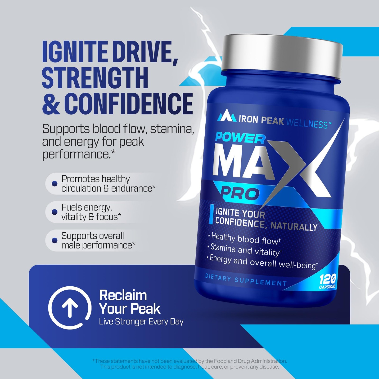 Testosterone Booster Pills for Men – Male 120 Count (Pack of 1), Blue