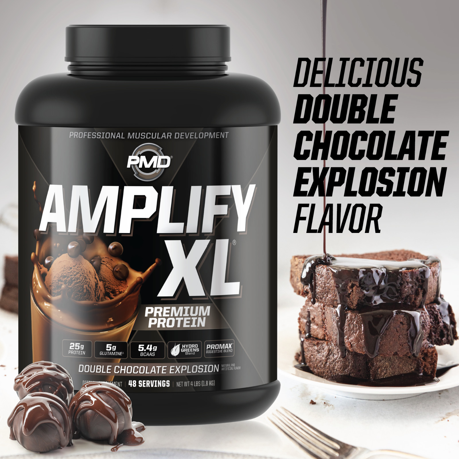AMPLIFY XL Protein Matrix – Strength & Recovery – Double Chocolate – 48 Servings