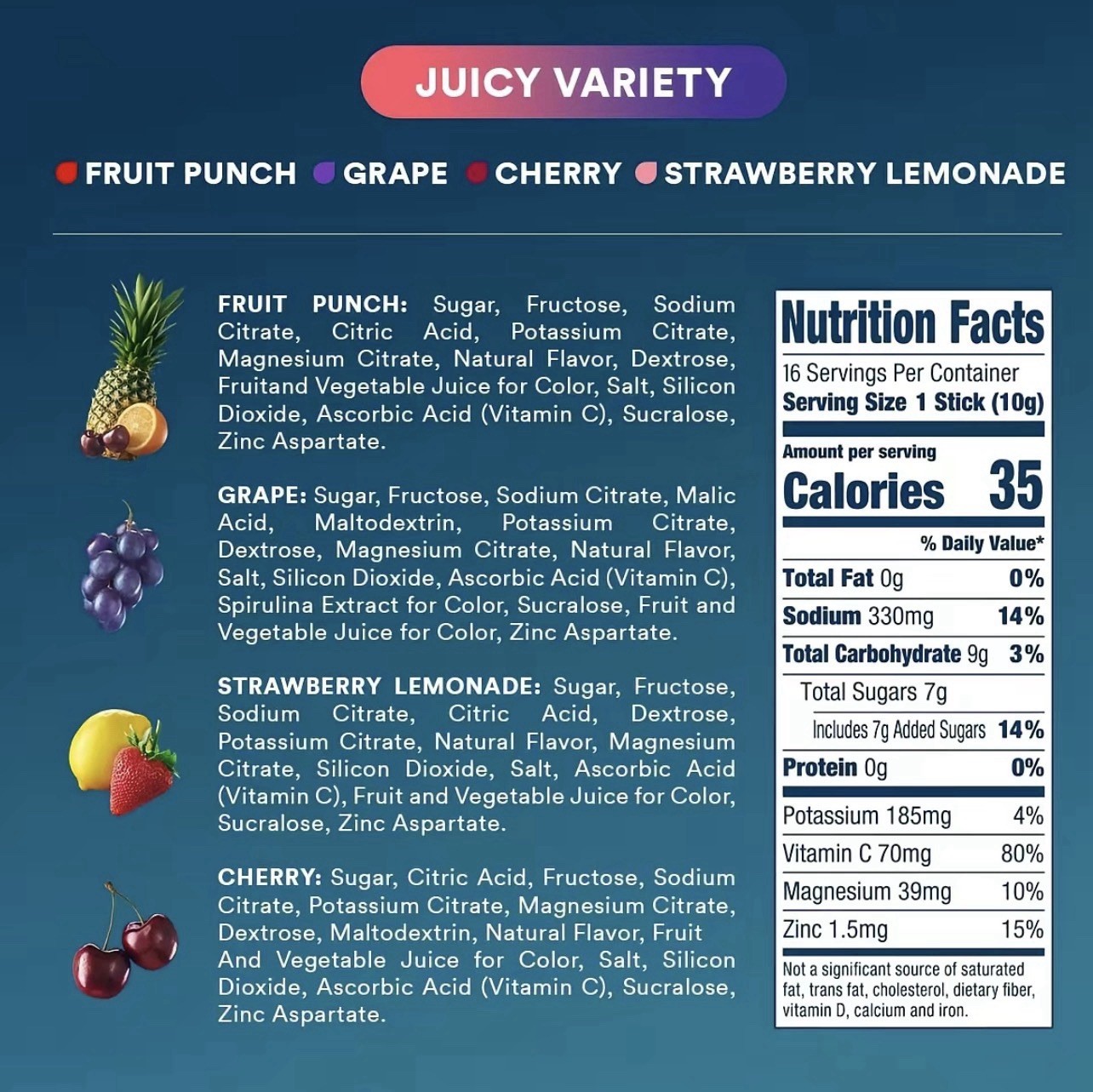 DripDrop Juicy Variety Pack ElectrolytePowder,fast Hydration,16 Sticks Exp 03/28