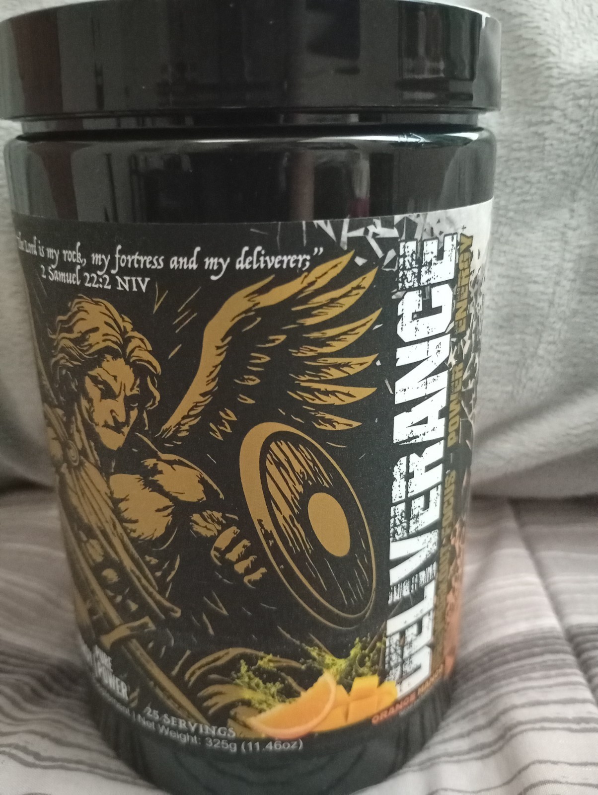 Deliverance Pre-workout High Stim Orange Mango. Similar to Dark Labs