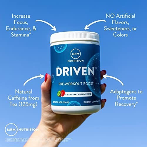 Pre Workout Powder – Energy & Focus Boost – 29 Servings, Strawberry Kiwi, Vegan,