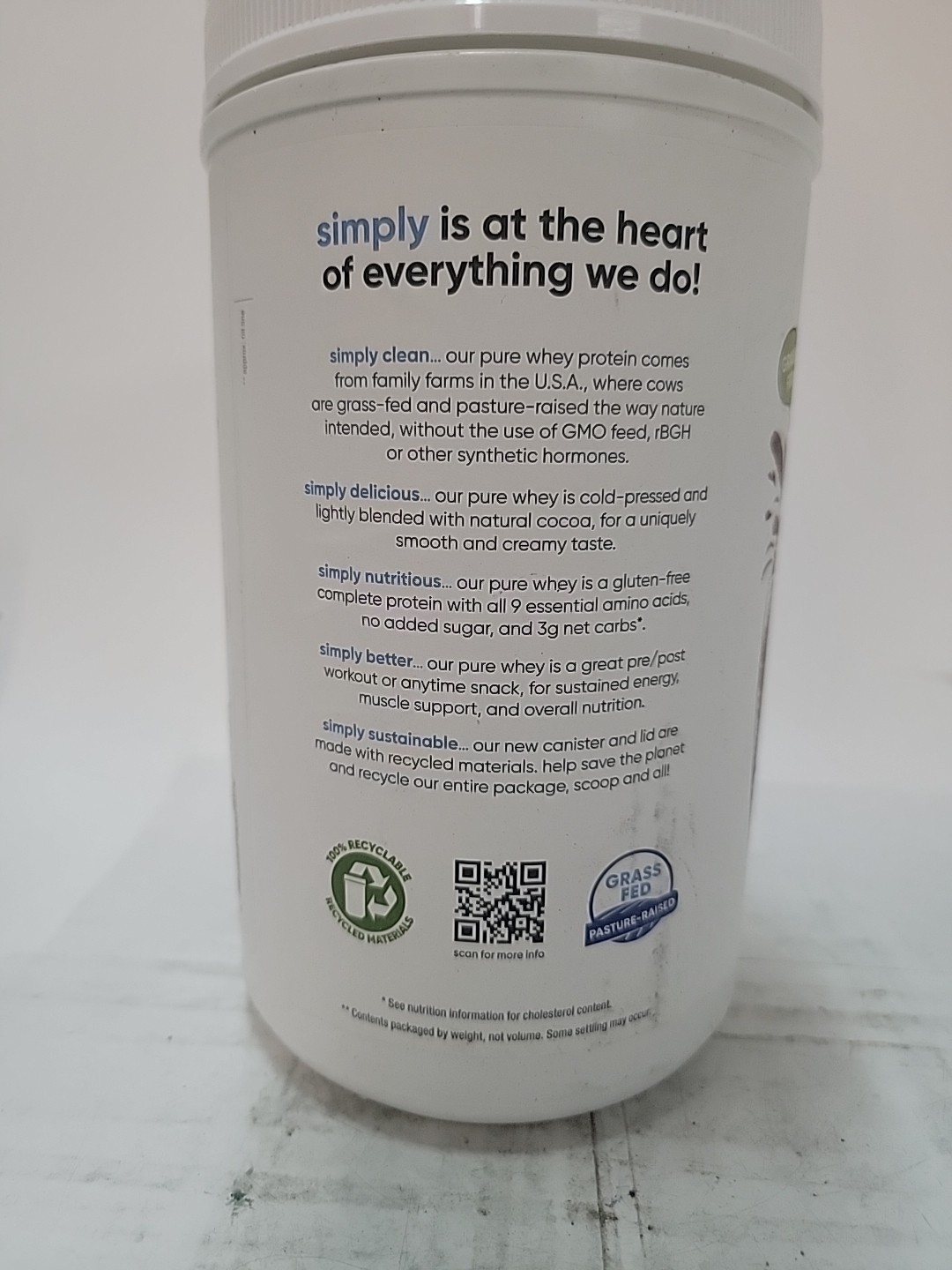 Simply Teras Pure Whey Protein Dark Chocolate 24 Oz BB12/26