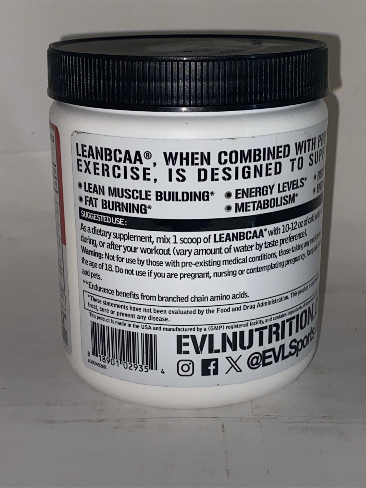 Evlution Nutrition Lean Bcaa Amino Acid Powder Fruit Punch 9.4 Ounce 12/26