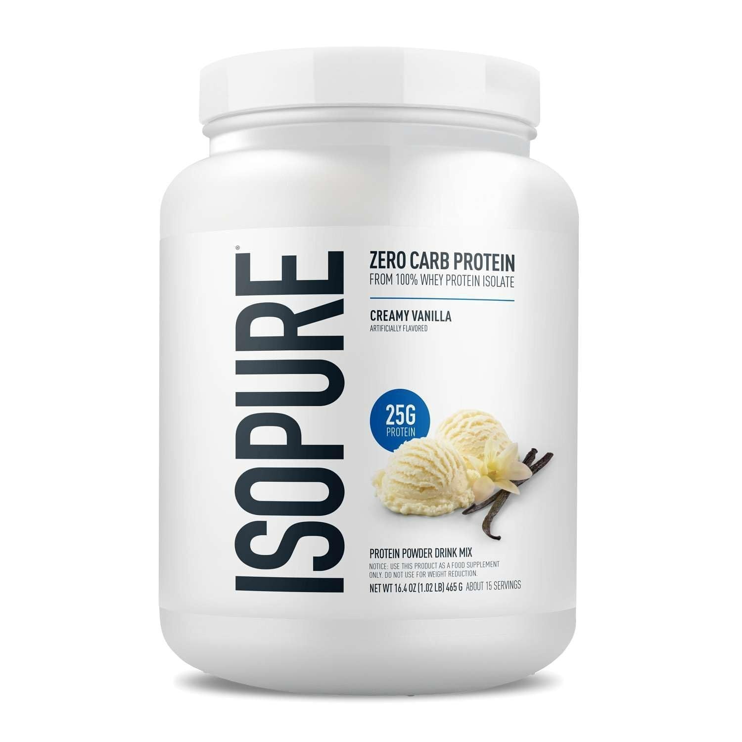 Isopure Zero Carb Whey Isolate Protein Powder, Creamy Vanilla, 25g Protein