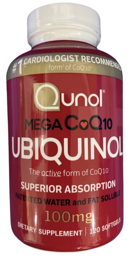 Qunol Mega CoQ10 Ubiquinol Dietary Supplement, 100 mg 120 Softgels