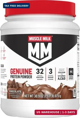 Muscle Milk Genuine Protein Powder, Chocolate, 1.93 Pounds, 13 Servings, 32g Pro