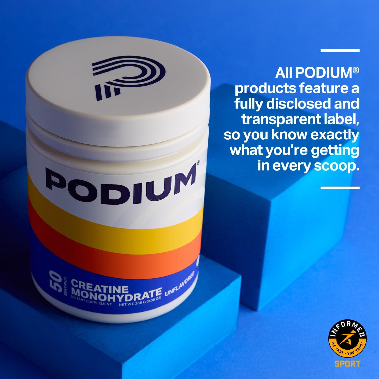 Podium Nutrition, Solos | Creatine Monohydrate, 50 Servings, Unflavored Exp 3/27