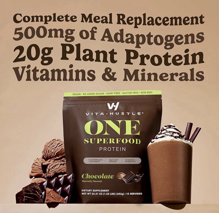 VitaHustle Plant-Based Protein Powder Chocolate & Vanilla Vegan 24.41 ozTwo bags