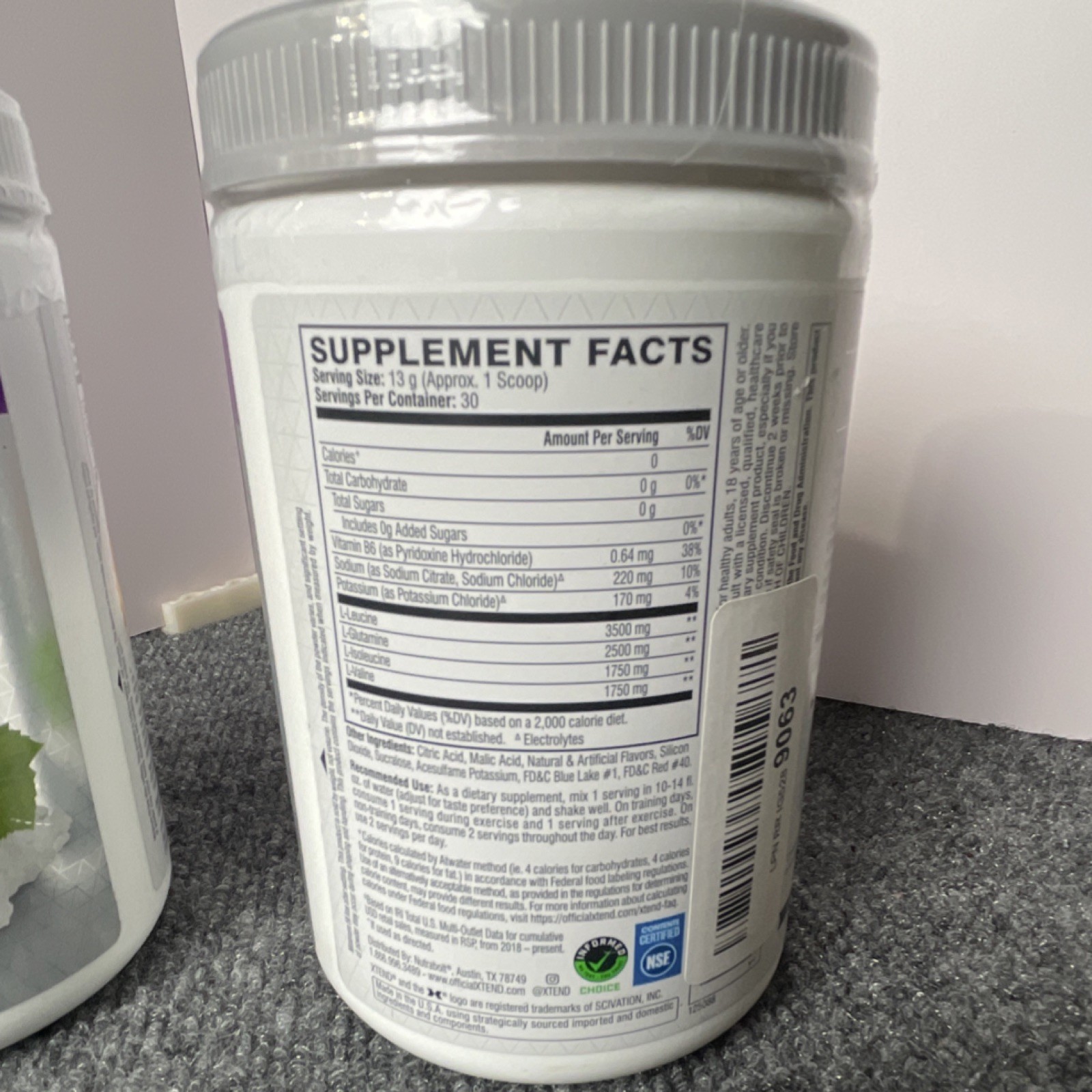 Xtend 7g BCAA Powder Glacial Grape Zero Sugar Muscle Recovery Supplement 2-Pack