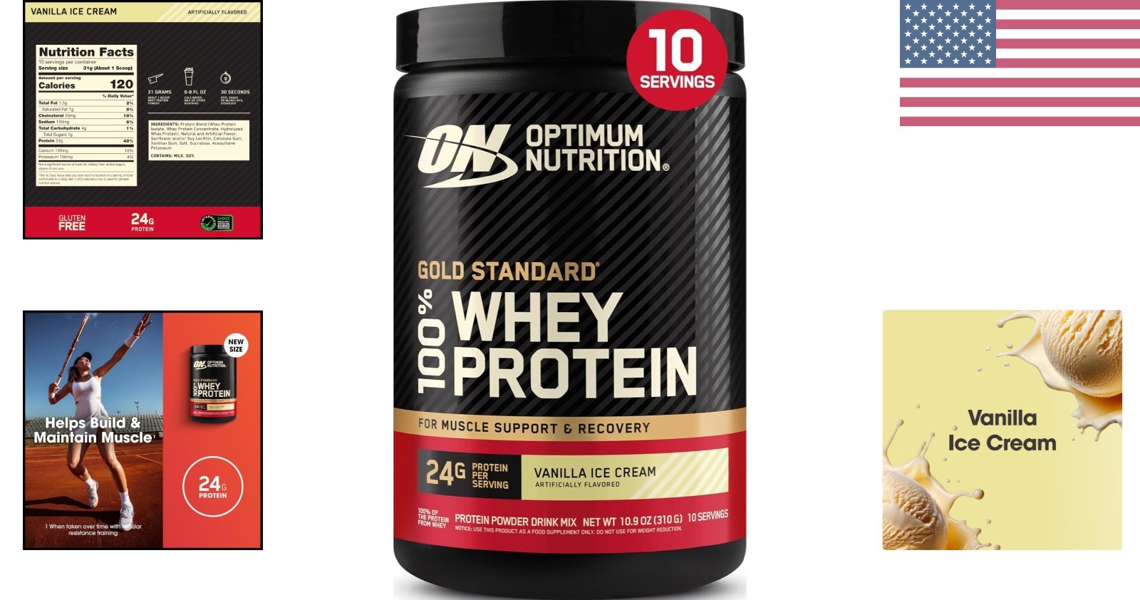 10.9 oz Gold Standard Whey Protein Vanilla Ice Cream – Perfect Post-Workout Fuel