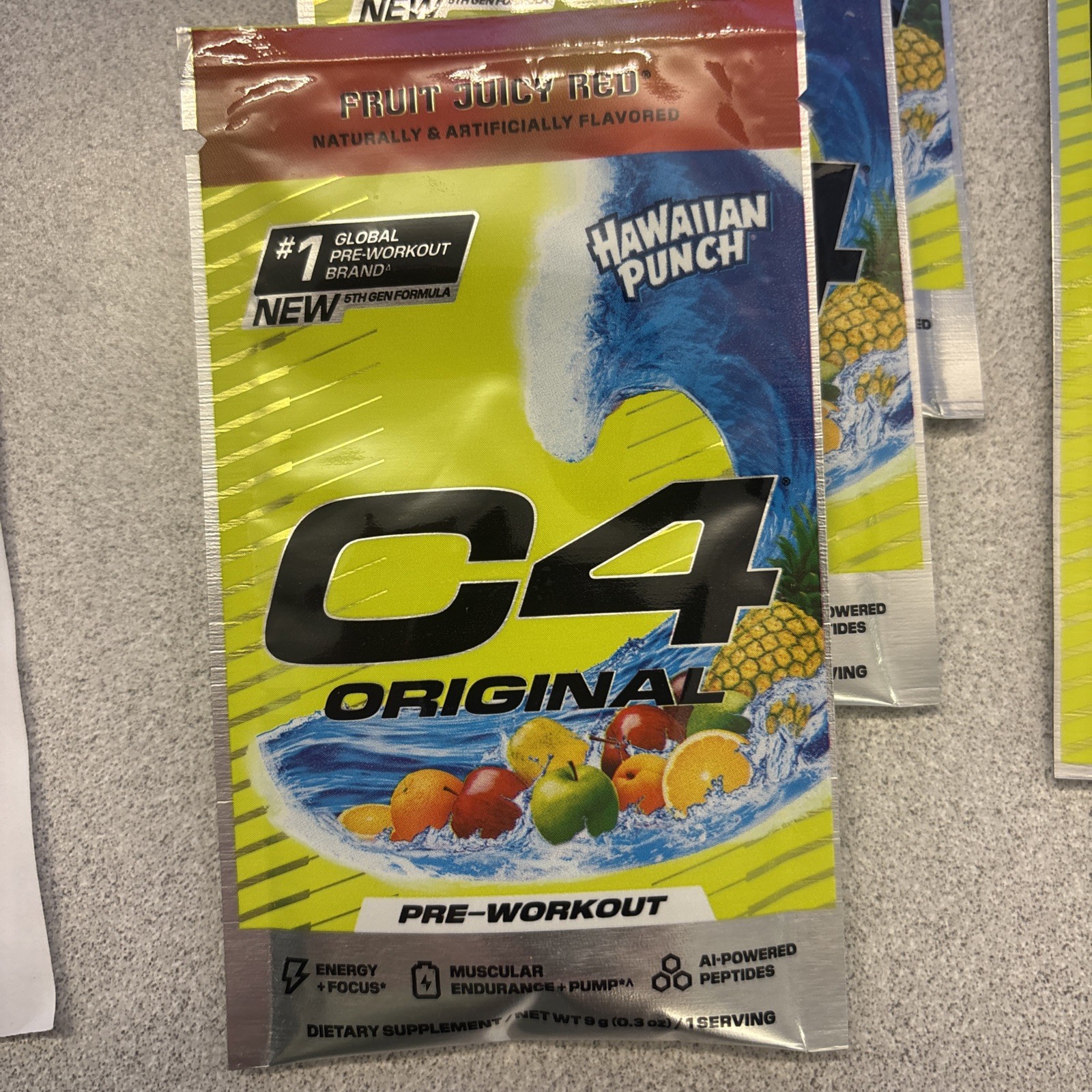 Cellucor Hawaiian Punch C4 Original Pre-Work Single Serving Travel Pack Lot Of 4