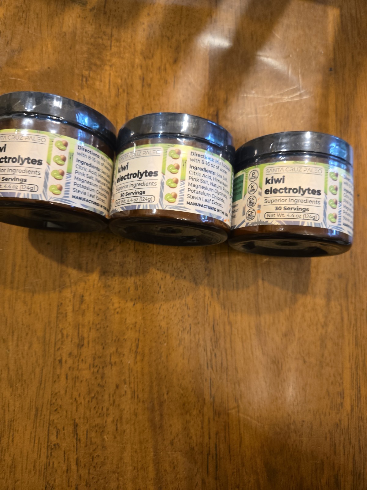 Santa Cruz Paleo Electrolyte Powder Kiwi Flavor 30 Servings Per Tub (3 Pack)