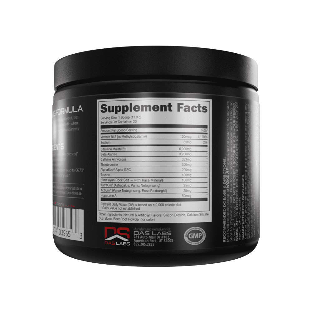 Bucked Up Woke AF Pre-Workout Powder, Increased Energy, Cherry Candy