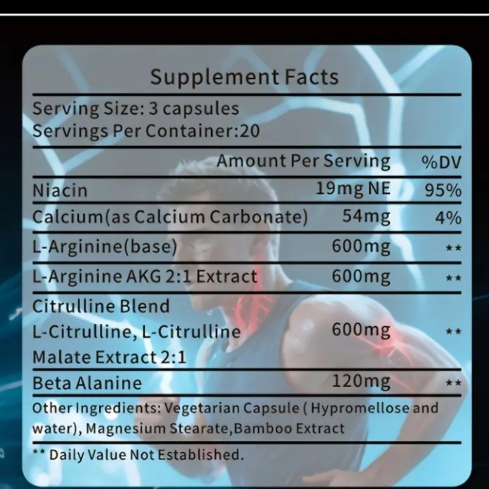 KangRixin Nitric Oxide Capsules L-Arginine 2 pack 120 Capsules
