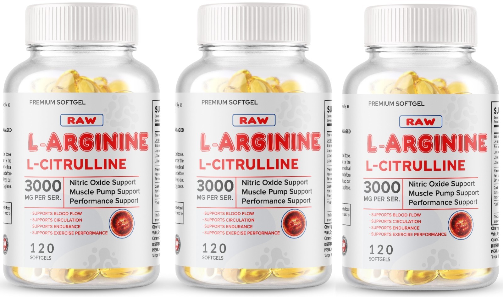 L-Arginine L-Citrulline Nitric Oxide Booster 3000mg, 360 Softgels, 180 Servings