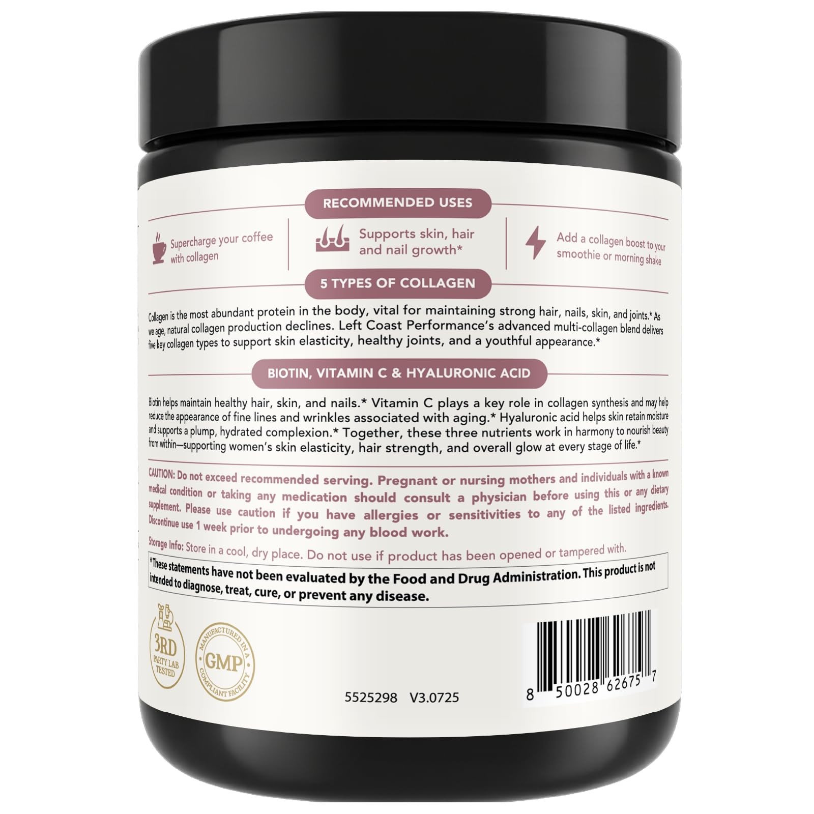 Multi Collagen Peptides Powder Types I, II, III, V, X 1 Pound (Pack of 1)