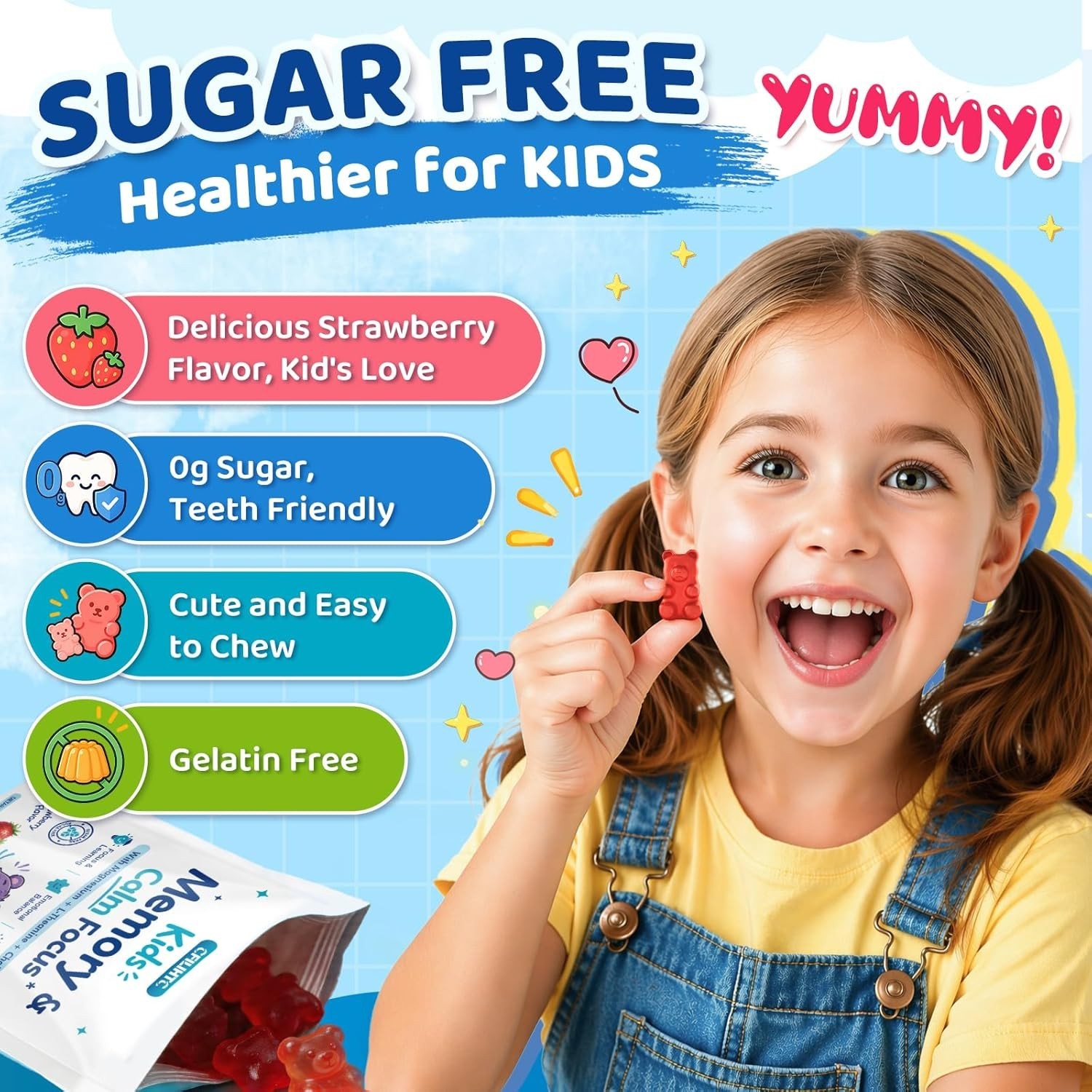 Kids Focus & Memory Gummies with Magnesium Glycinate, Phosphatidylserine