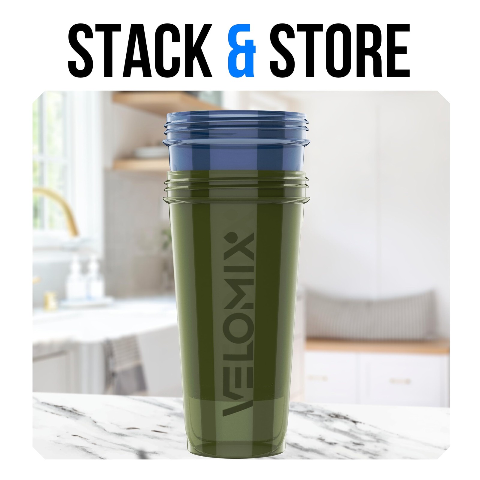 VELOMIX 2 Pack 28oz Protein Shaker Bottle for Protein Mixes Blue/Green 2x Wire