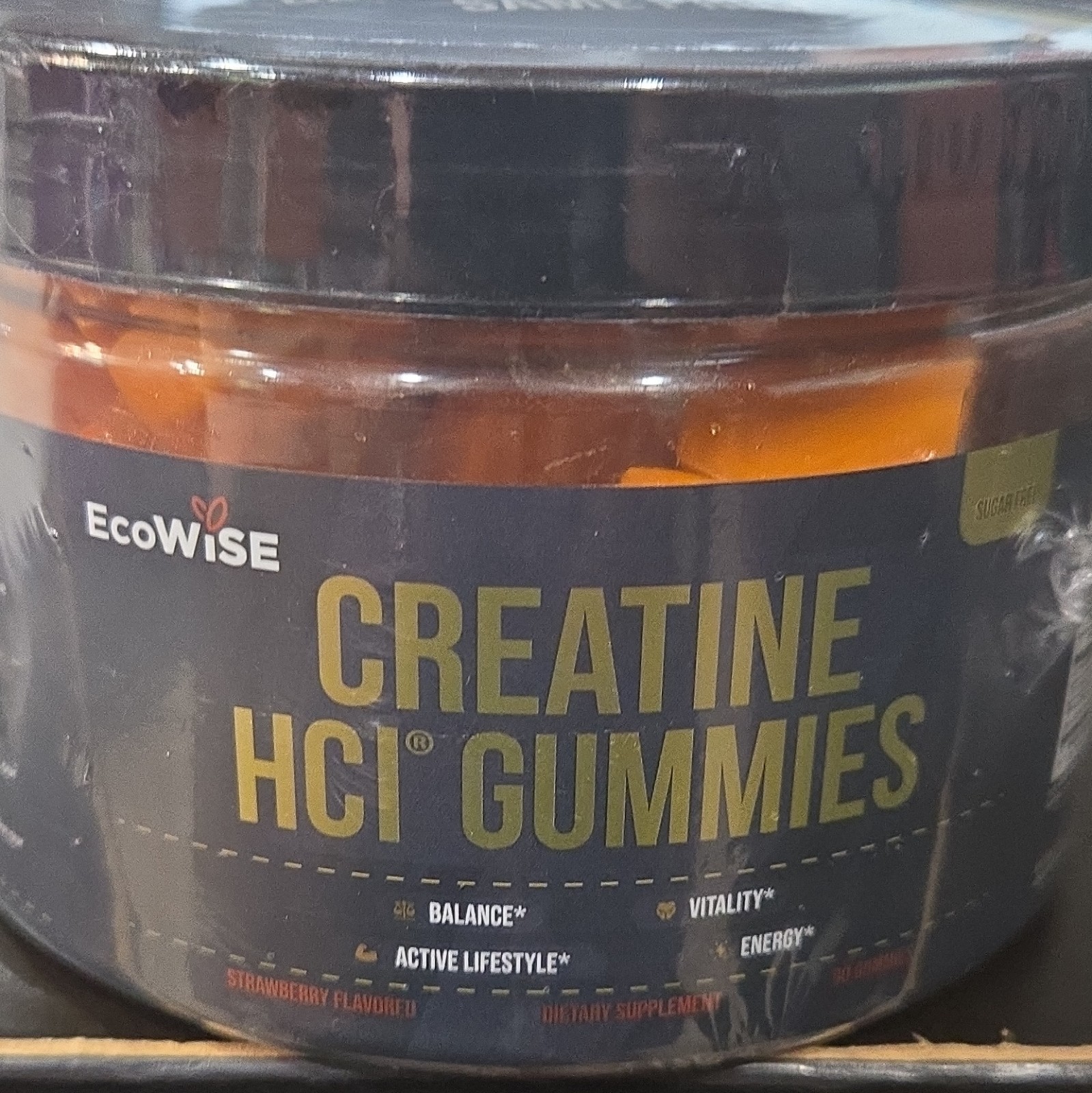 EcoWise Creatine HCL Gummies 750mg – Vegan, Sugar-Free, Strawberry, 90 Ct