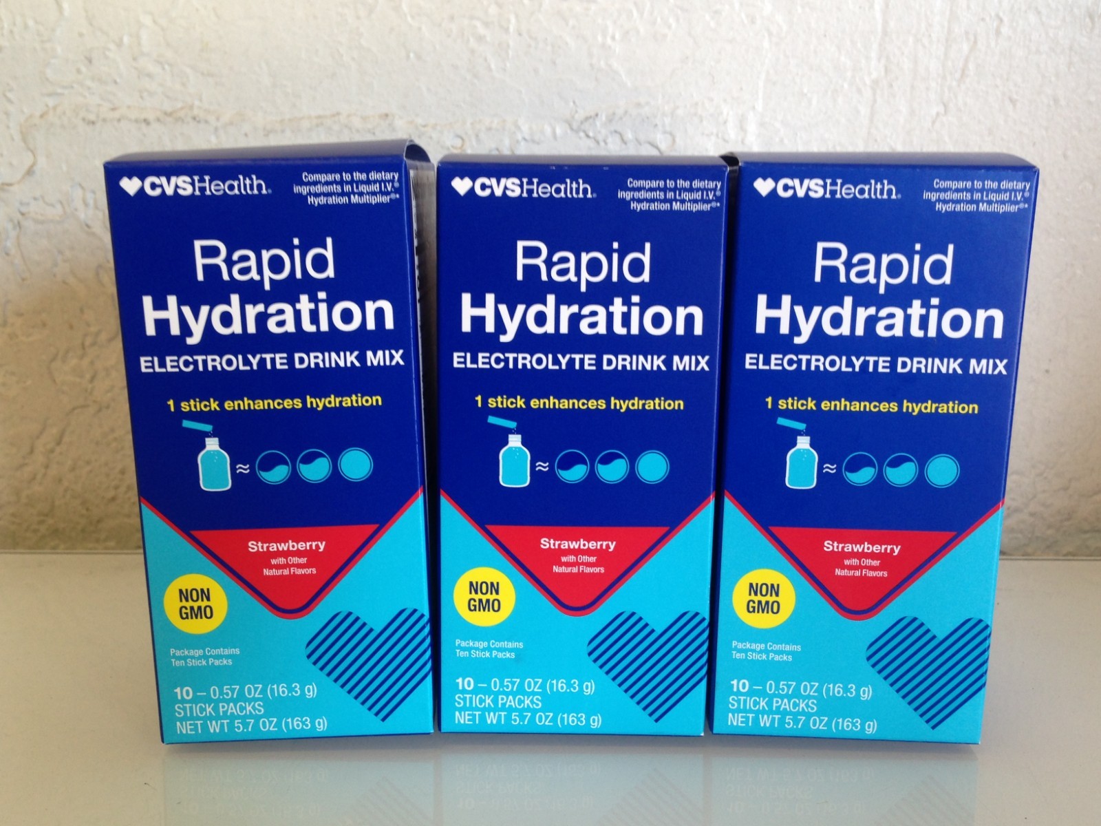 CVS Rapid Hydration Electrolyte Drink Mix Strawberry, 10 Stick (30 Sticks Total)