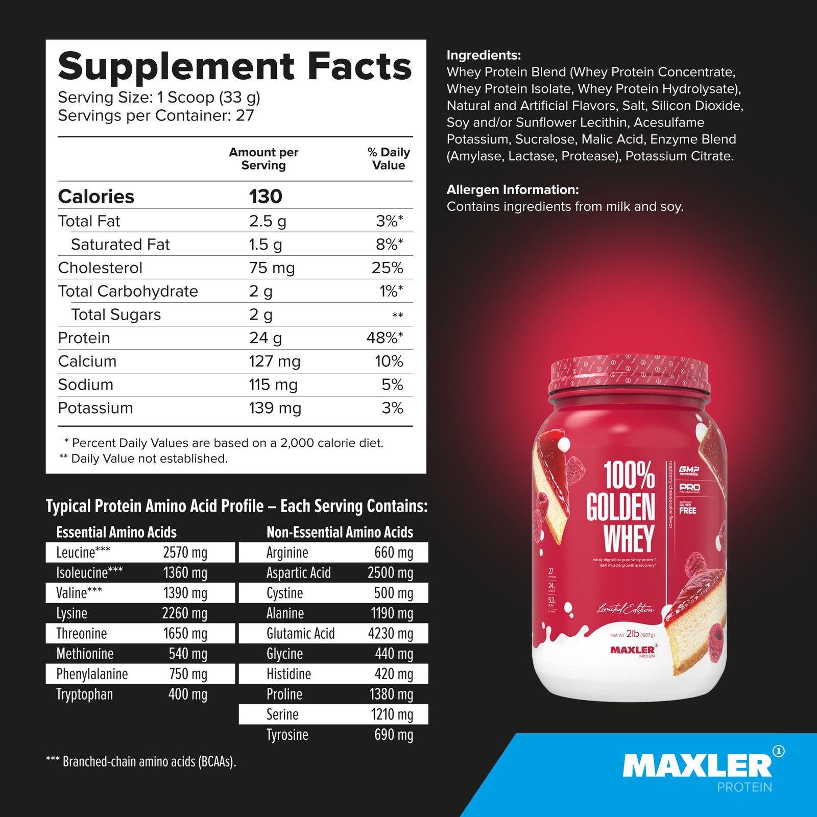 100% Golden Whey Protein – 24g of Protein per Serving – Premium Whey Protein …