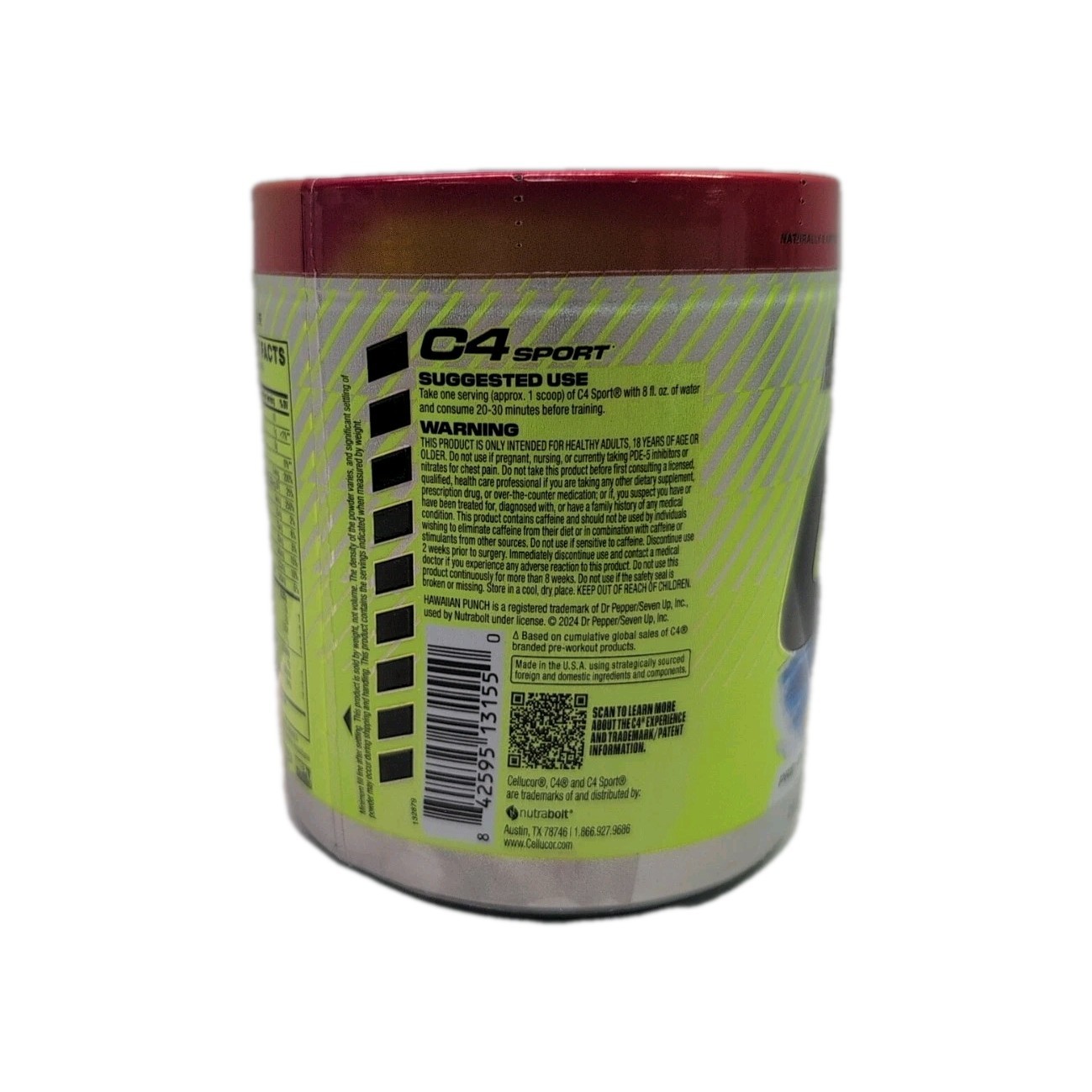 Cellucor C4 SPORT Pre-Workout 8.9oz Hawaiian Punch FRUIT JUICY RED 05/2027