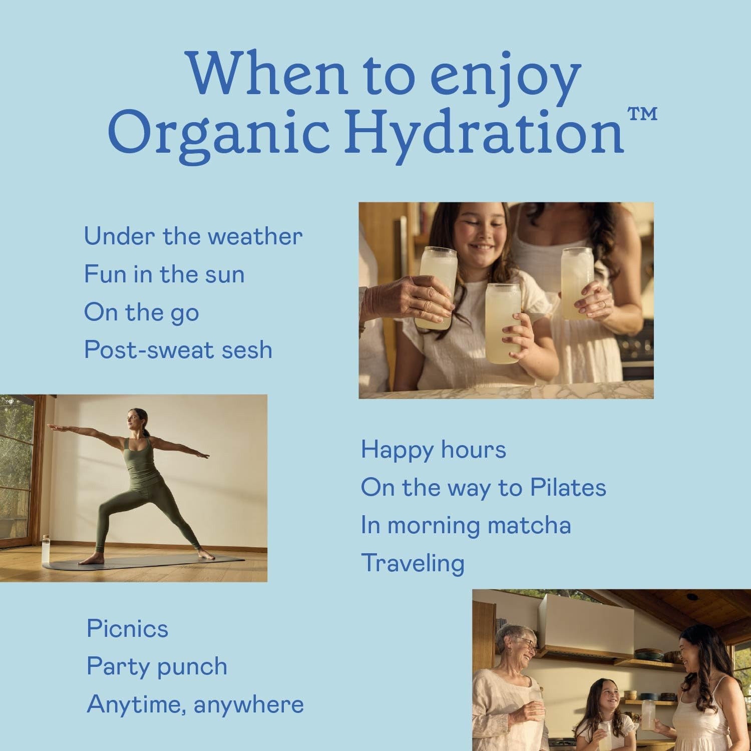 Organic Hydration Electrolyte Drink Mix, Certified Organic Hydration Powder, Non