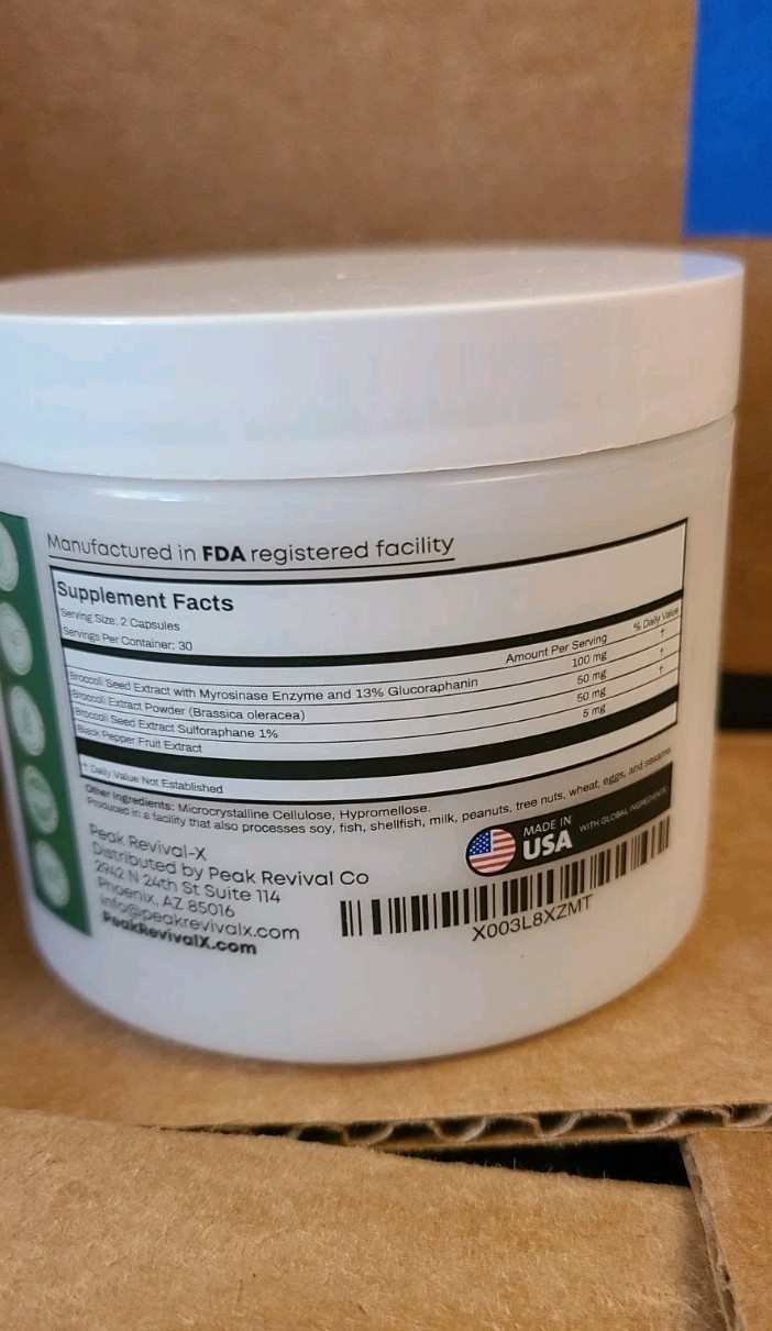 Peak Revival Sulforaphane + Cellular Health Cognitive Function 60 Caps BB 12/26
