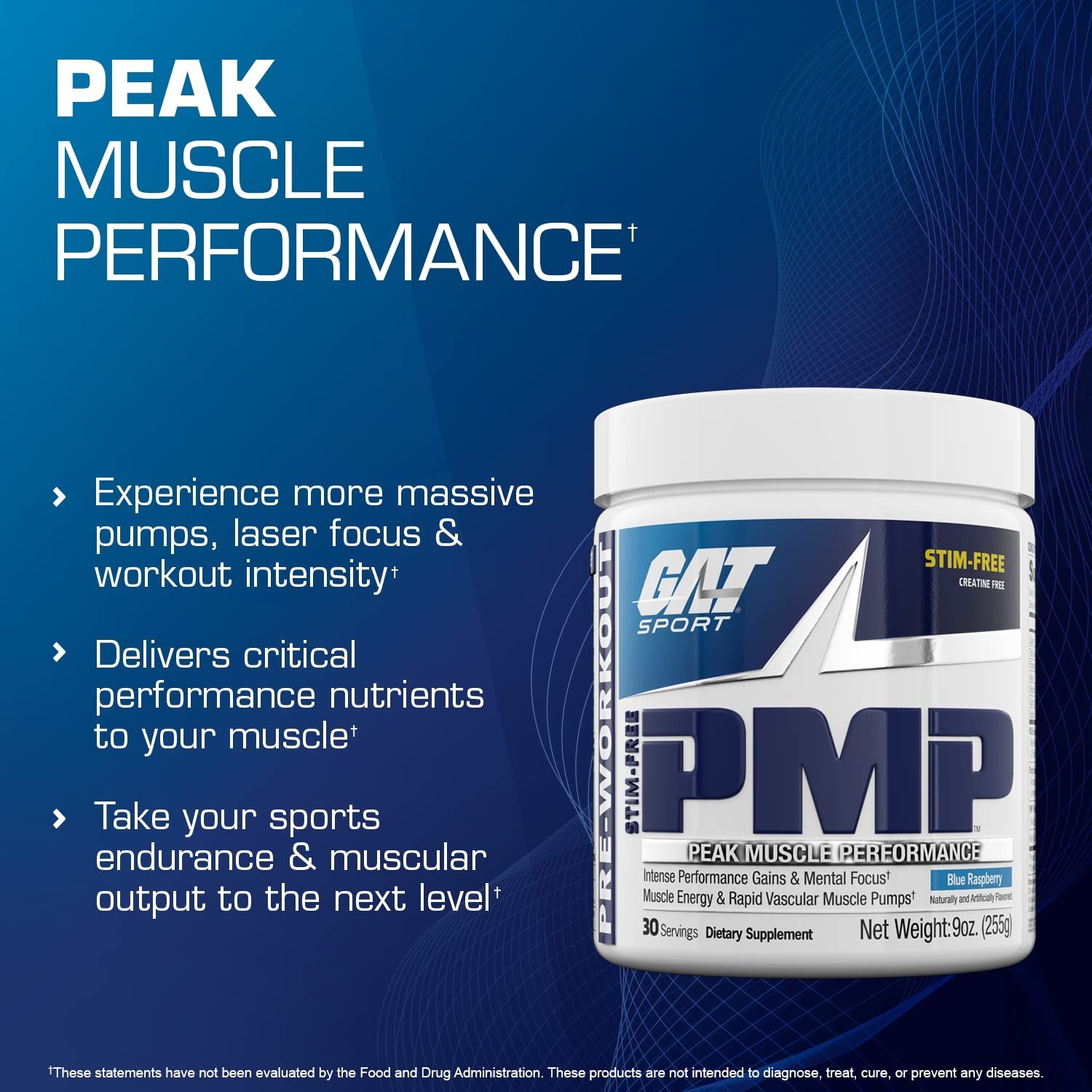 Stim-Free Pre-Workout Powder, Blue Raspberry, 9 oz | Muscle Performance & Endura