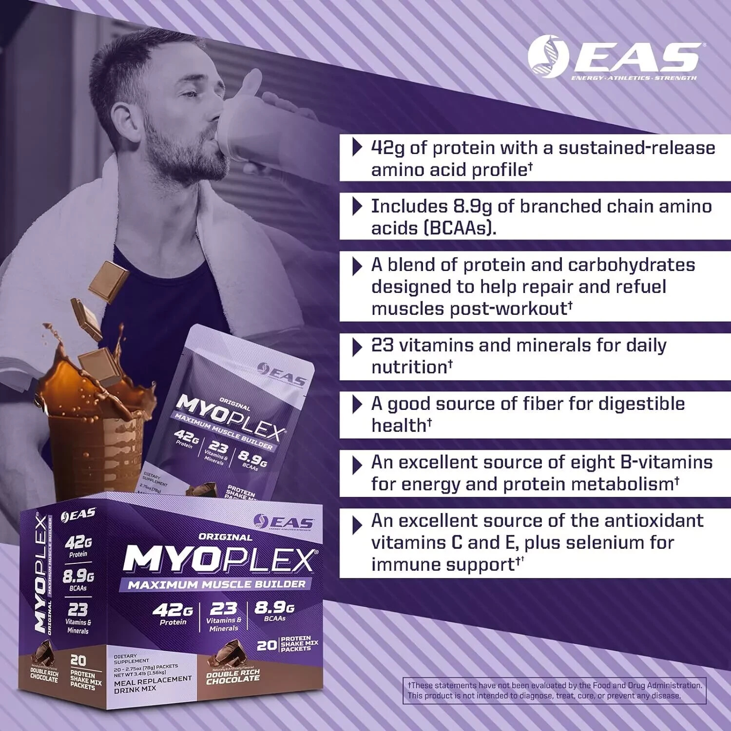 EAS Original Myoplex High Protein Meal Replacement 20 Individual Packs 6 Flavors