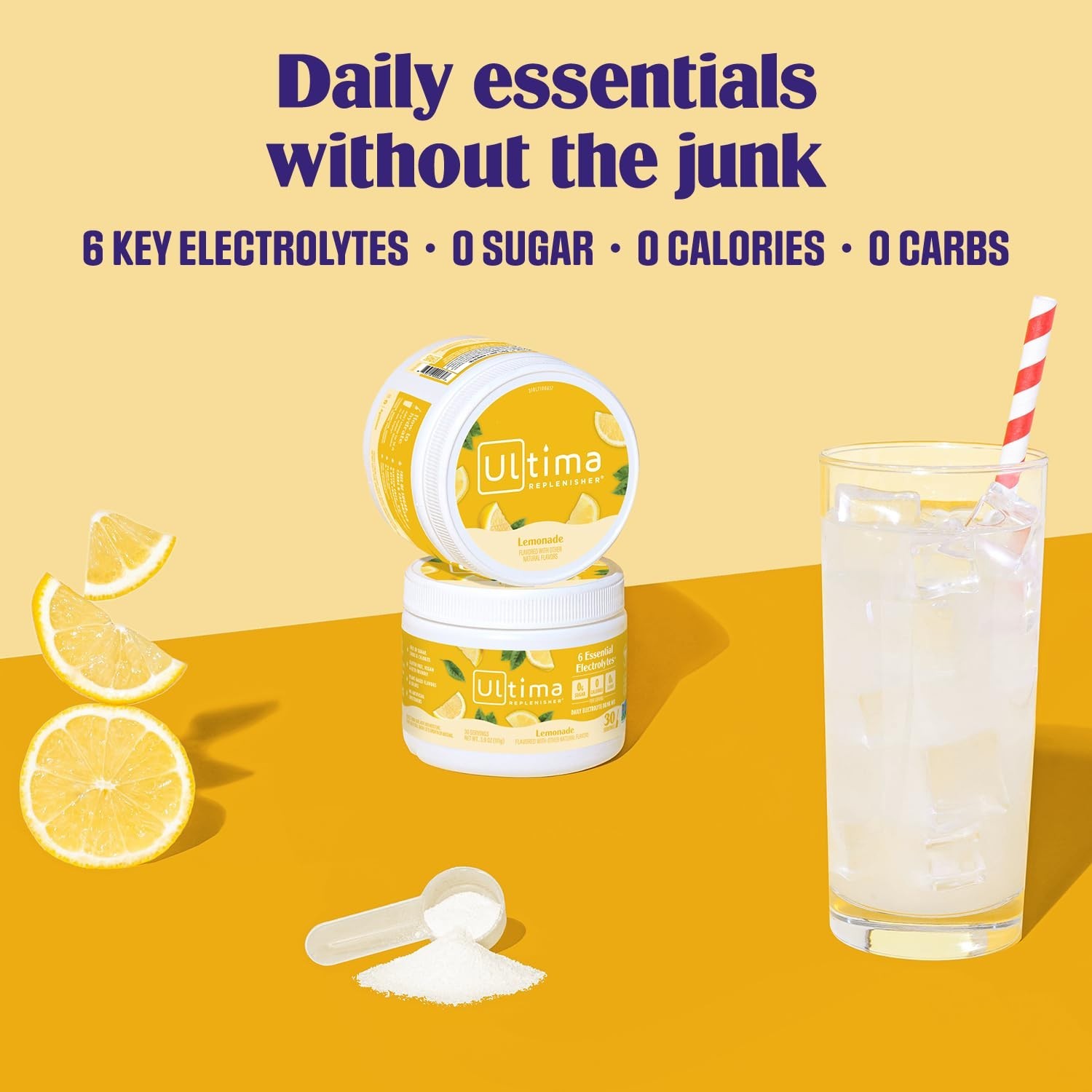 Plant-Based Lemonade Electrolytes – 30 Servings of Sugar-Free Hydration Powder